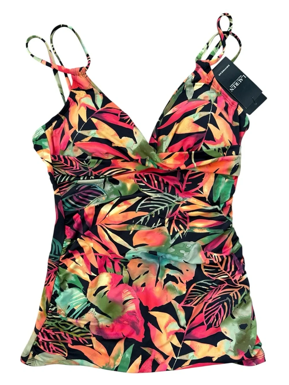 Lauren Ralph Lauren Tankini Top Only NWT Underwire Tummy Control Tropical 6